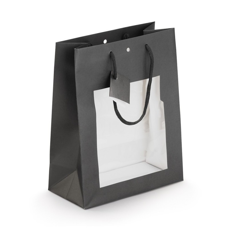 Sac vitrine kraft noir 22 x 28 x 11 cm