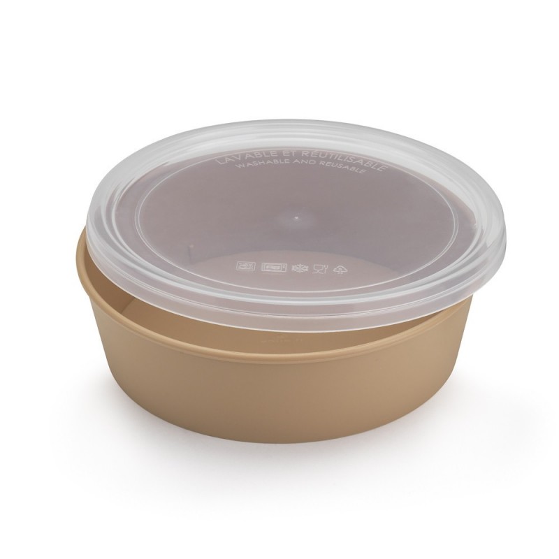 Saladier plastique réutilisable beige 1000 cc
