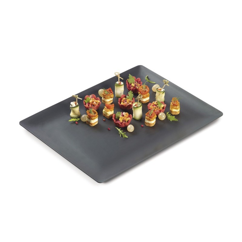 Plateau noir en plastique réutilisable
