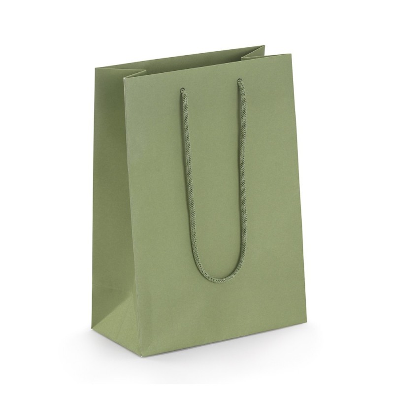 Sac kraft luxe à poignées paier kaki 19 x 27 x 10 cm
