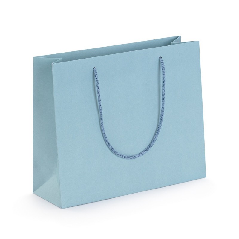 Sac kraft luxe à poignées papier bleu clair 30 x 25 x 10 cm