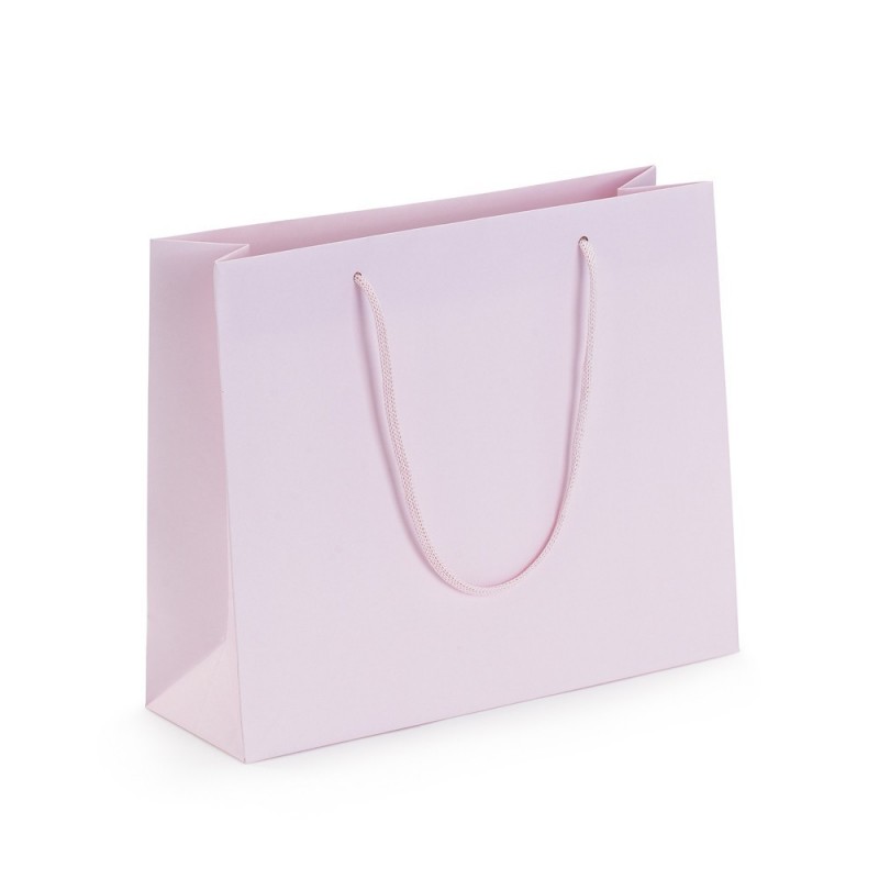 Sac kraft luxe à poignées papier rose pâle 30 x 25 x 10 cm