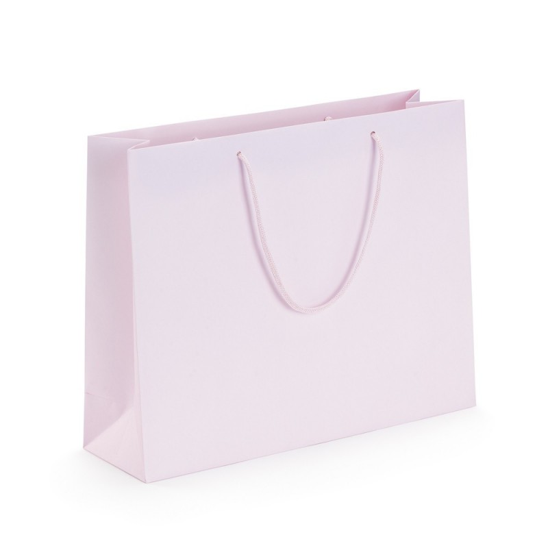 Sac kraft luxe à poignées papier rose pâle 40 x 32 x 12 cm