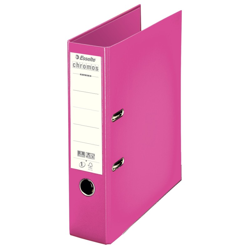 Esselte Classeur à levier A4 Chromos Plus - Carton 23/10e - Dos 8 cm - Fuchsia