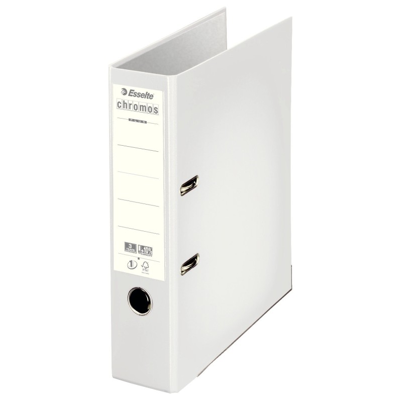 Esselte Classeur à levier A4 Chromos Plus - Carton 23/10e - Dos 8 cm - Blanc