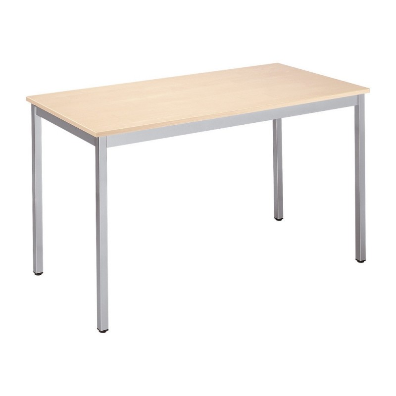 Table de réunion modulable rectangle - L.120 x P.60 cm - Plateau Erable - Pieds Aluminium