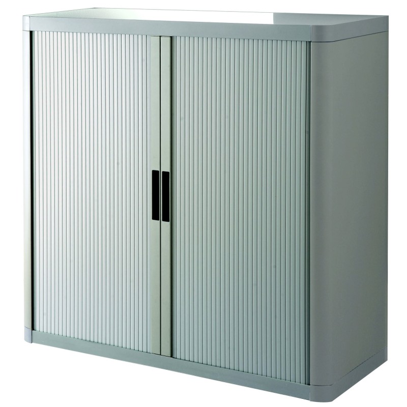 Armoire à rideaux métal et polystyrène EasyOffice - H.104 x L.110 cm - Corps Gris - Rideaux Gris