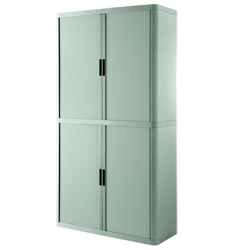Armoire à rideaux métal et polystyrène EasyOffice - H.204 x L.110 cm - Corps Gris - Rideaux Gris
