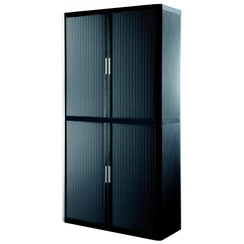 Armoire à rideaux métal et polystyrène EasyOffice - H.204 x L.110 cm - Corps Anthracite - Rideaux Anthracite