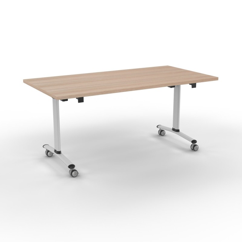 Table mobile rabattable - L.160 x P.80 cm - Plateau Hêtre - Pieds Aluminium