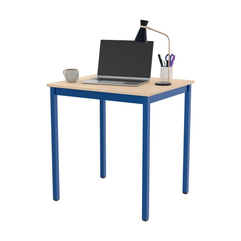 Table de réunion modulable rectangle - L.70 x P.60 cm - Plateau Erable - Pieds Bleu