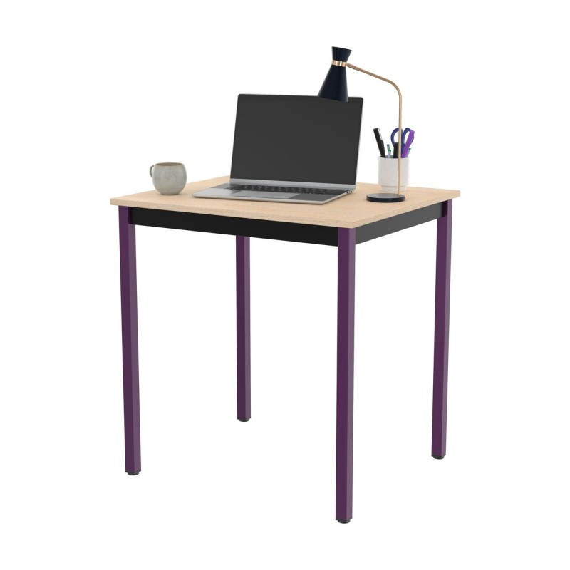 Table de réunion modulable rectangle - L.70 x P.60 cm - Plateau Erable - Pieds Prune