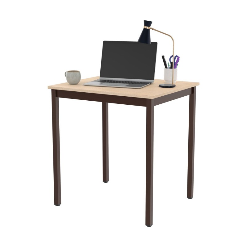 Table de réunion modulable rectangle - L.70 x P.60 cm - Plateau Erable - Pieds Brun