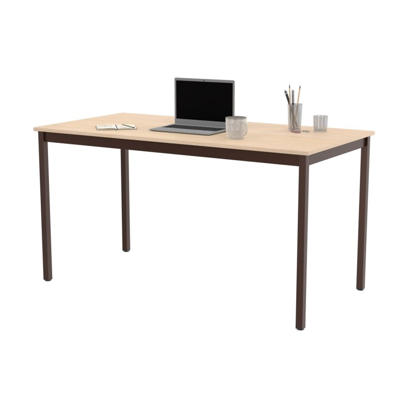 Table de réunion modulable rectangle - L.140 x P.70 cm - Plateau Erable - Pieds Brun