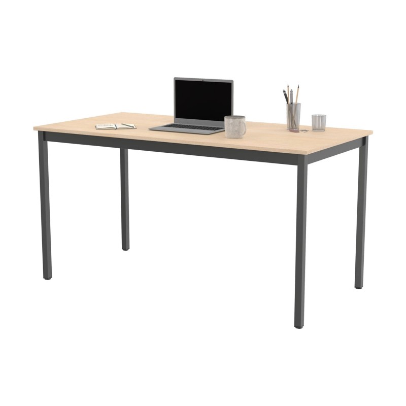 Table de réunion modulable rectangle - L.140 x P.70 cm - Plateau Erable - Pieds Gris