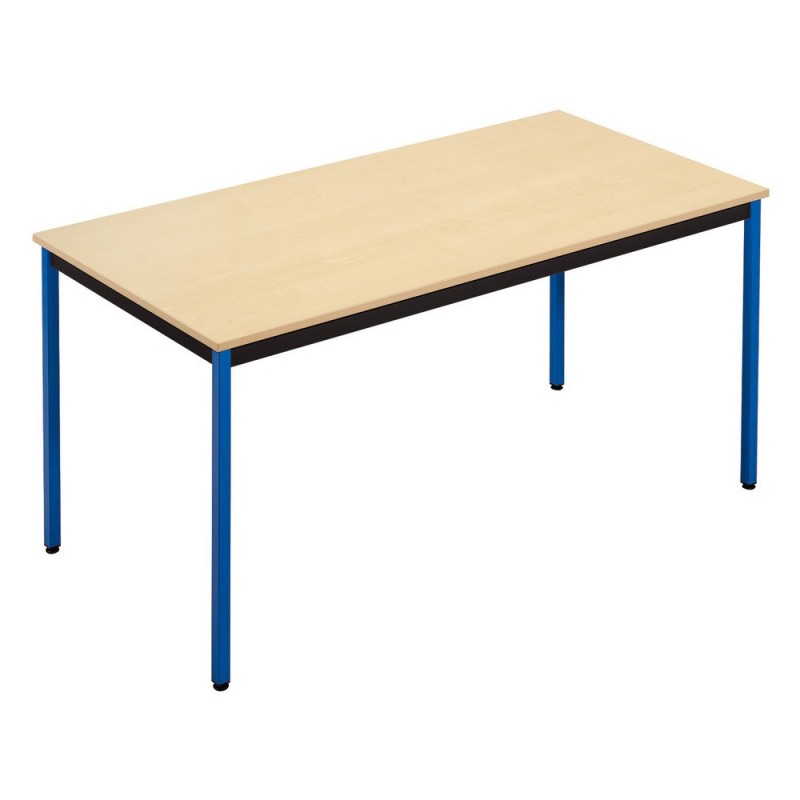 Table de réunion modulable rectangle - L.120 x P.60 cm - Plateau Erable - Pieds Bleu