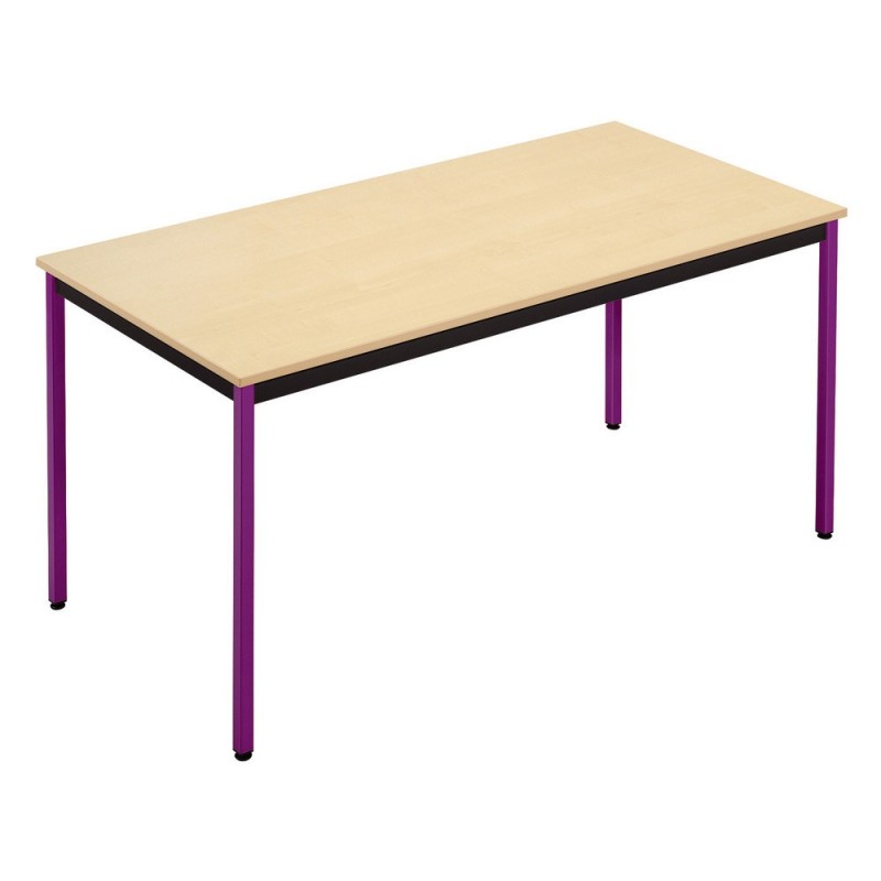 Table de réunion modulable rectangle - L.120 x P.60 cm - Plateau Erable - Pieds Prune