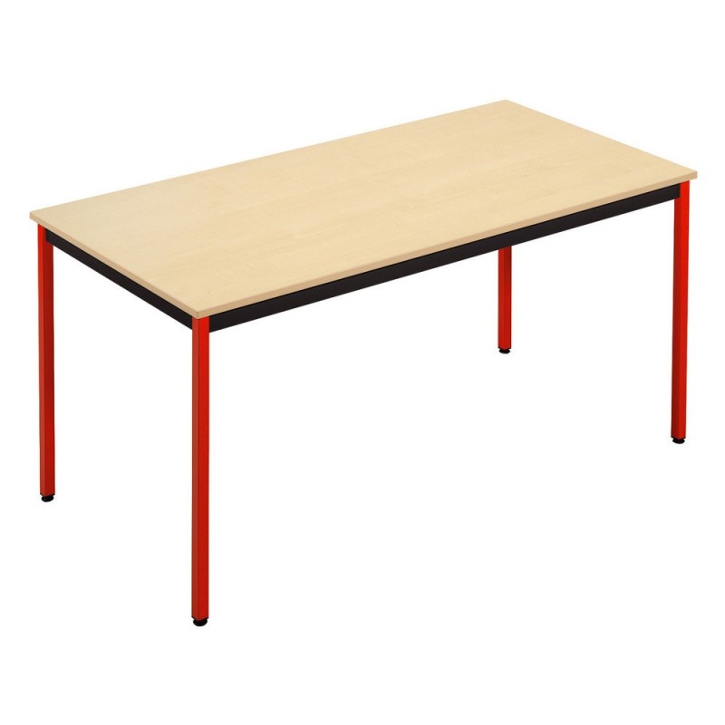 Table de réunion modulable rectangle - L.120 x P.60 cm - Plateau Erable - Pieds Rouge