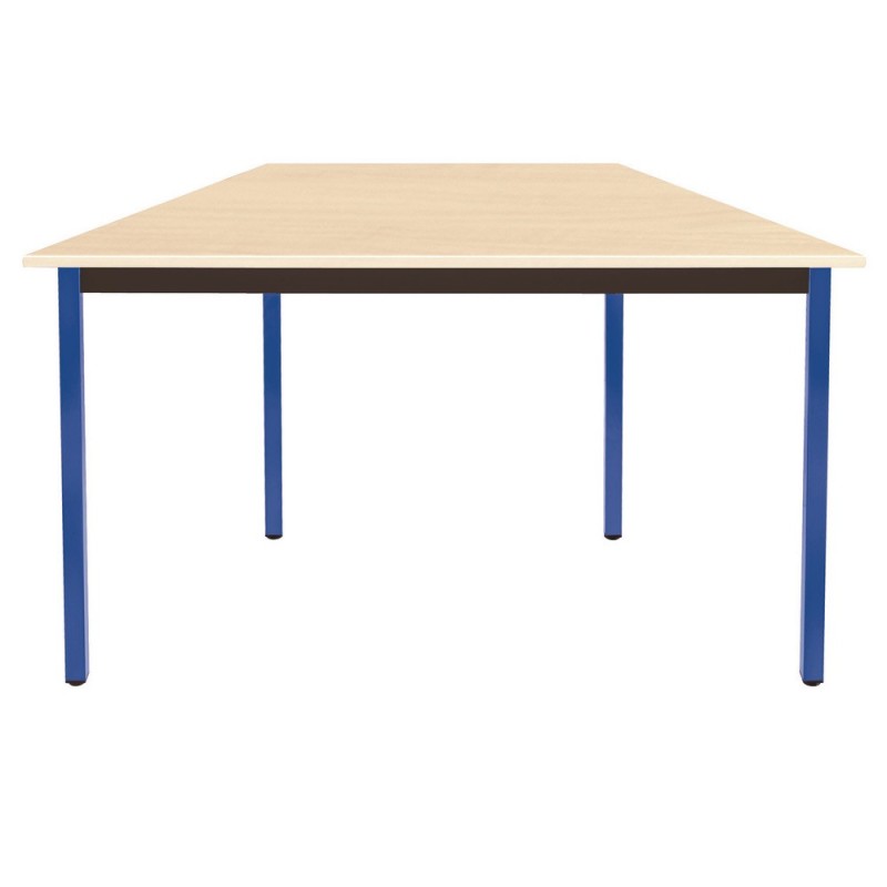Table de réunion modulable trapèze - L.120 x P.60 cm - Plateau Erable - Pieds Bleu