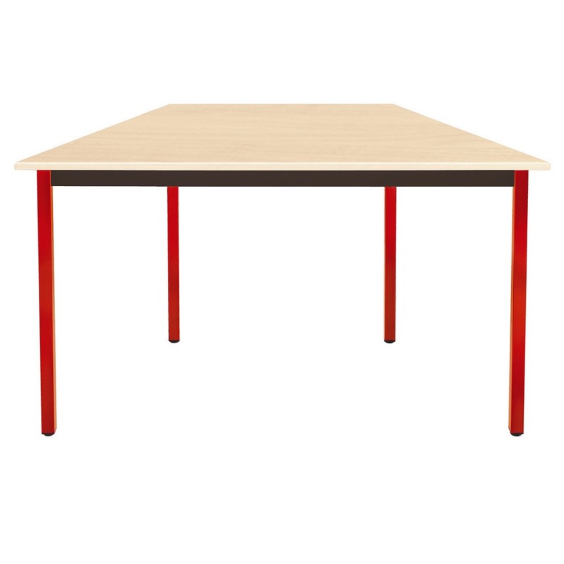 Table de réunion modulable trapèze - L.120 x P.60 cm - Plateau Erable - Pieds Rouge