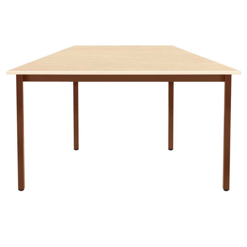 Table de réunion modulable trapèze - L.120 x P.60 cm - Plateau Erable - Pieds Brun