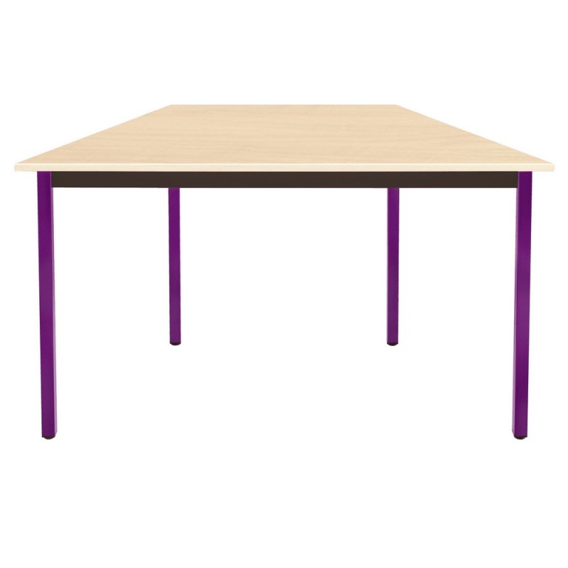 Table de réunion modulable trapèze - L.120 x P.60 cm - Plateau Erable - Pieds Prune