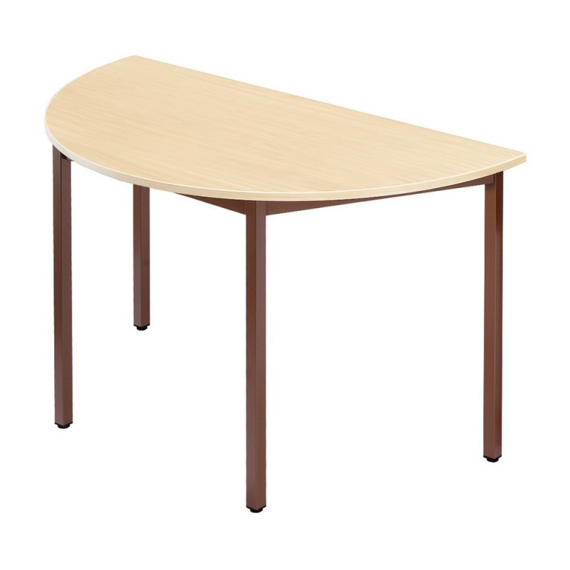Table de réunion modulable 1/2 rond - L.120 x P.60 cm - Plateau Erable - Pieds Brun