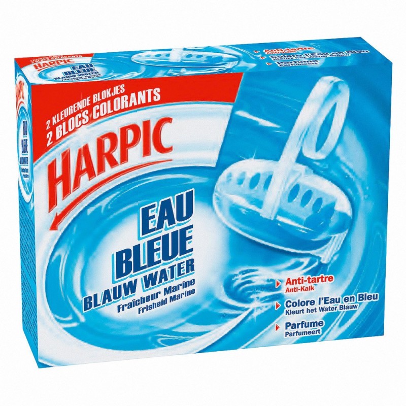 Harpic Blocs cuvette WC anti-tartre et désodorisant Eau Bleue (lot de 2)