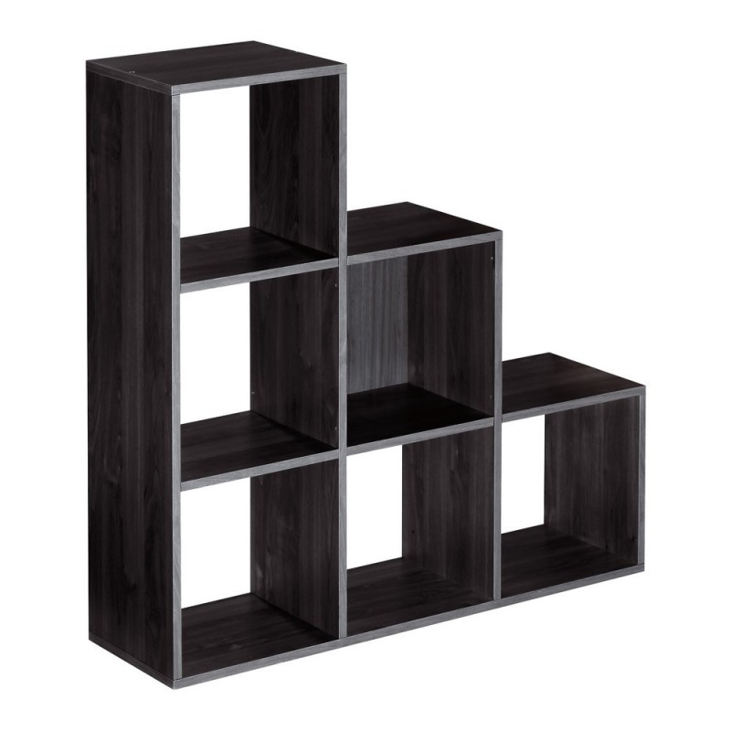 Module bibliothèque multicases Escalier -  6 cases - Noir