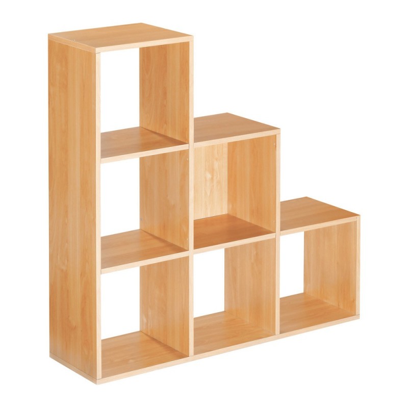 Module bibliothèque multicases Escalier -  6 cases - Hêtre