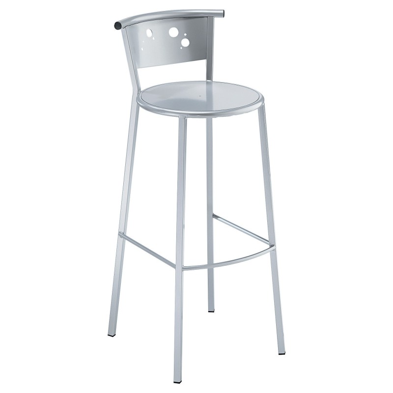 Tabouret de bar Bella Moon, aluminium, argent, 80 cm de hauteur