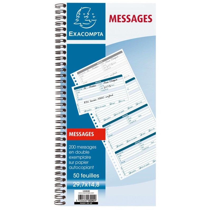Exacompta Carnet de 200 messages -  29,7 x 14,8 cm