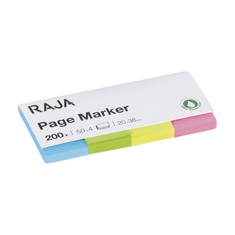 RAJA Marque-pages 4 x 50 index de 20 x 38 mm - 4 couleurs assorties