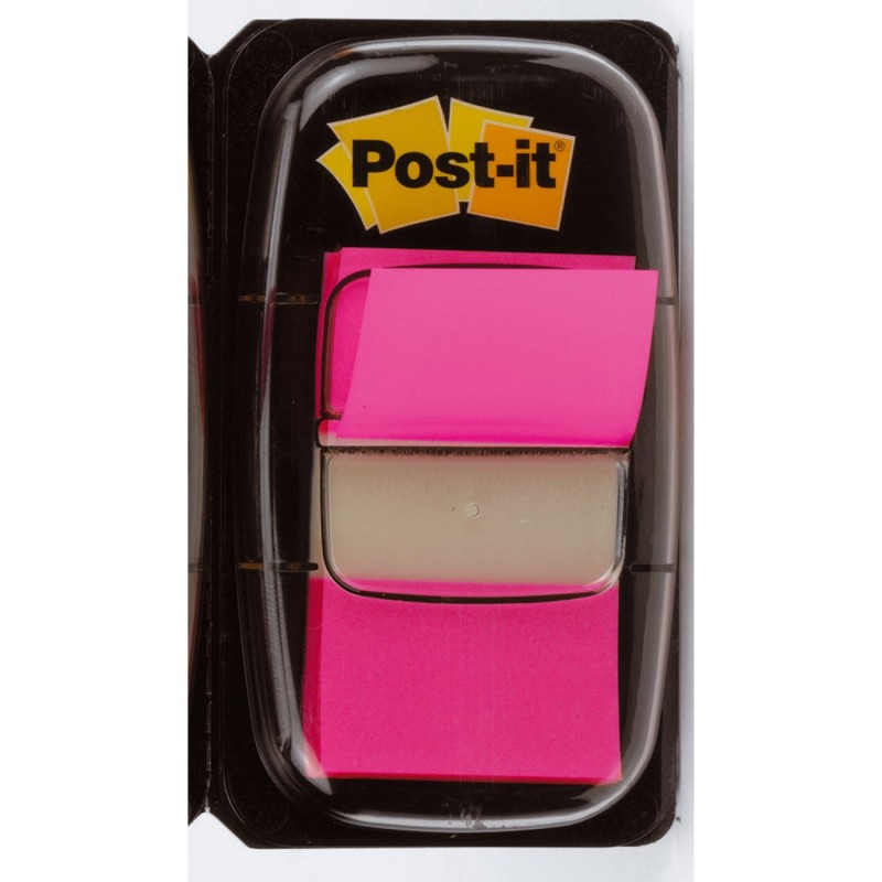 Post-it Marque-pages avec distributeur taille moyenne 25,4 x 43,2 mm rose vif paquet de 50 680-21