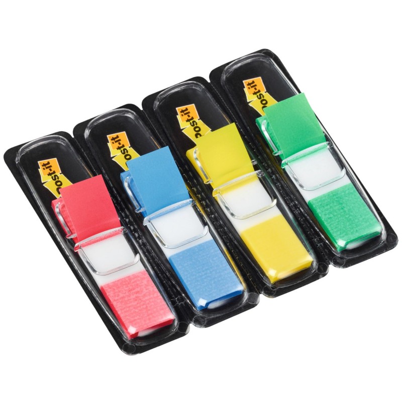 Post-it Marque-pages souples 11,9 x 43,1 mm - 4 couleurs assorties (Rouge, Bleu, Jaune, Vert) - 4 x 35 index