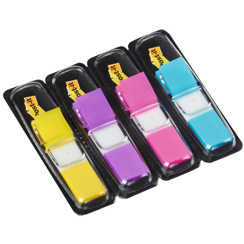 Post-it Marque-pages souples 11,9 x 43,1 mm - 4 couleurs assorties (Jaune, Violet, Rose, Turquoise) - 4 x 35 index