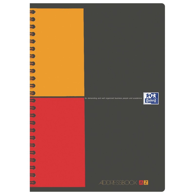 Oxford Carnet d'adresses International A5 avec reliure à spirale double, 90 g/m², 72 feuilles/144 pages