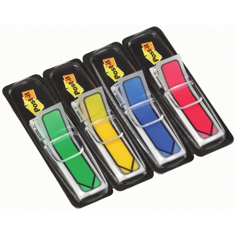 Post-it Marque-pages flèches 12 x 44 mm - Lot de 4 x 24 avec distributeurs - couleurs assorties