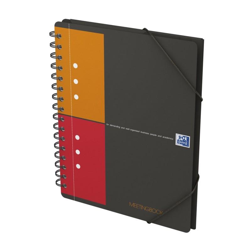 Oxford Cahier à spirale International Meetingbook A5 14,8 x 21 cm - 80g - Perforé - Petits carreaux 5x5 - 160 pages