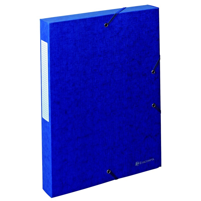 Exacompta Boîte de classement A4 Exabox Scotten - Carte lustrée gauffrée 7/10E - Dos 4 cm - Bleu