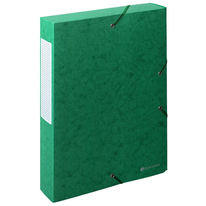 Exacompta Boîte de classement A4 Exabox Scotten - Carte lustrée gauffrée 7/10E - Dos 6 cm - Vert