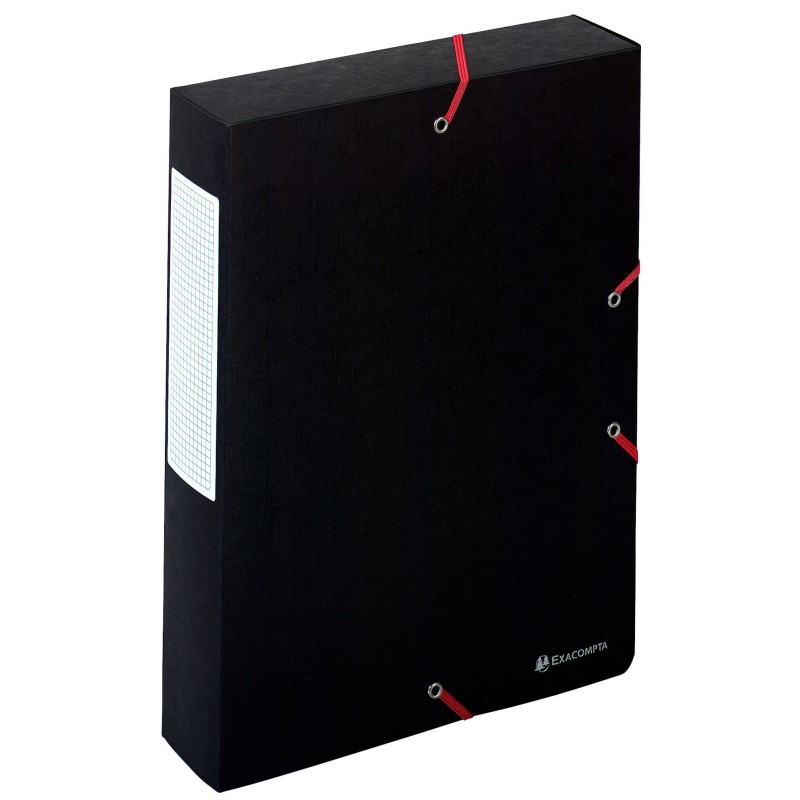 Exacompta Boîte de classement A4 Exabox Scotten - Carte lustrée gauffrée 7/10E - Dos 6 cm - Noir