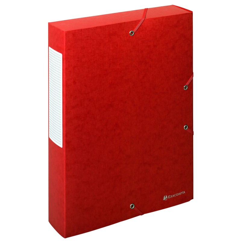 Exacompta Boîte de classement A4 Exabox Scotten - Carte lustrée gauffrée 7/10E - Dos 6 cm - Rouge