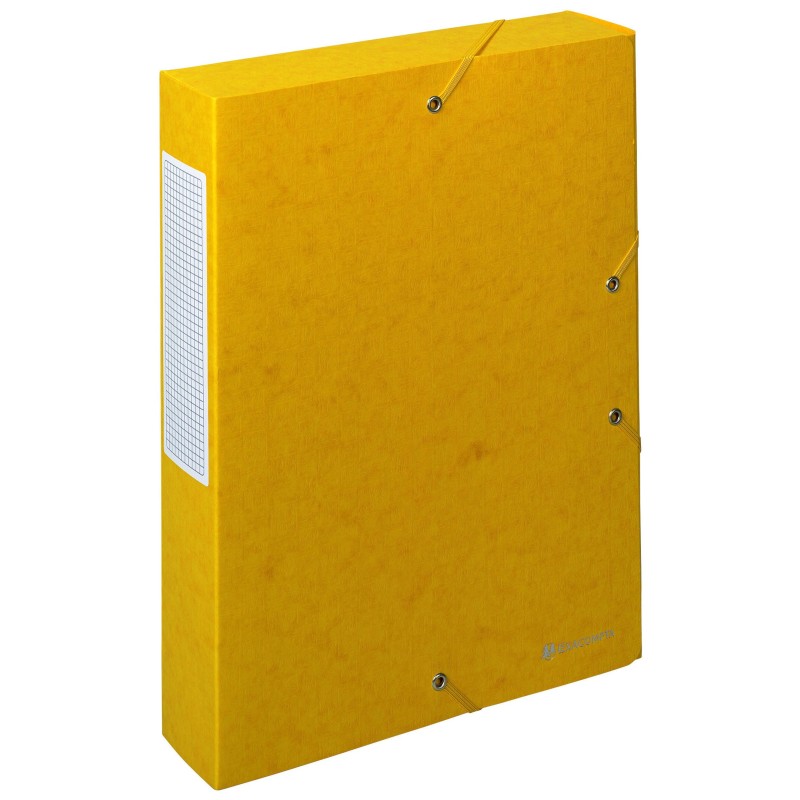 Exacompta Boîte de classement A4 Exabox Scotten - Carte lustrée gauffrée 7/10E - Dos 6 cm - Jaune