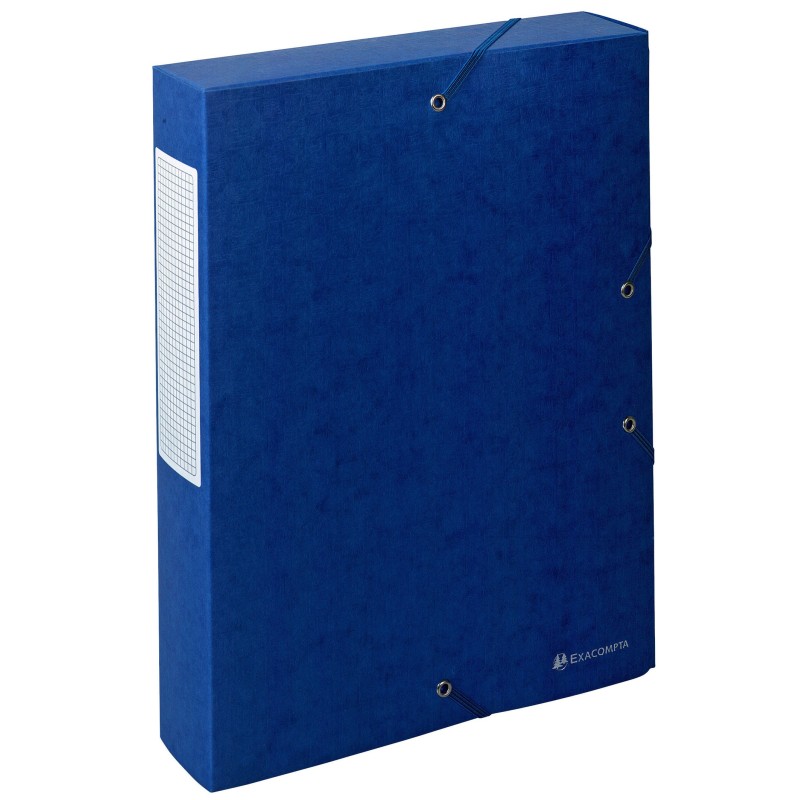 Exacompta Boîte de classement A4 Exabox Scotten - Carte lustrée gauffrée 7/10E - Dos 6 cm - Bleu