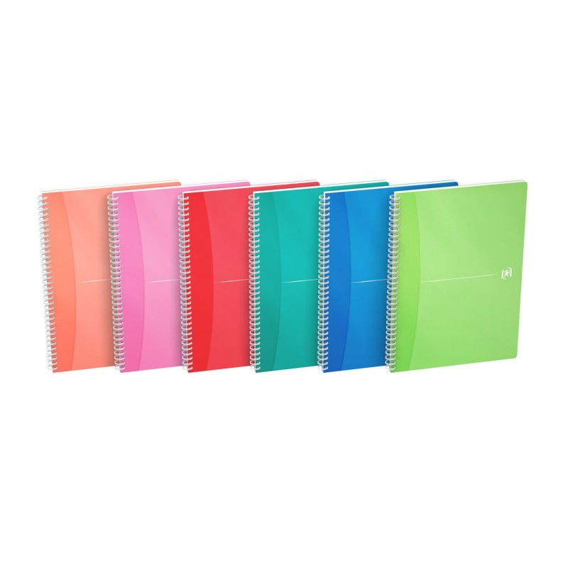 Oxford Cahier à spirale Office My Colours A4 21 x 29,7 cm - 90g - Petits carreaux 5x5 - 180 pages