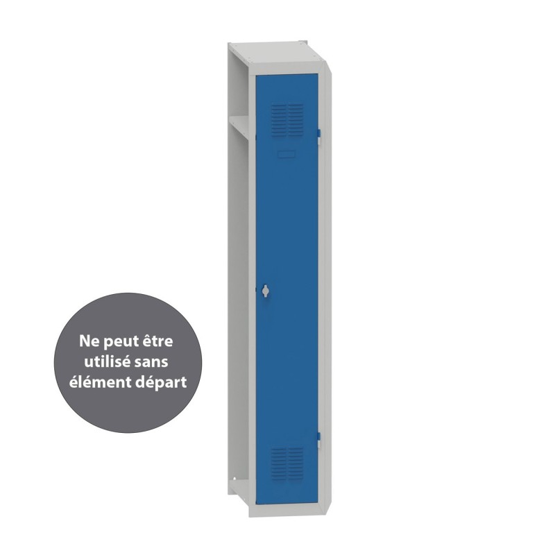 Vestiaire métal Budget industrie propre - Élément Suivant L.30 cm - Corps Gris - Porte Bleu