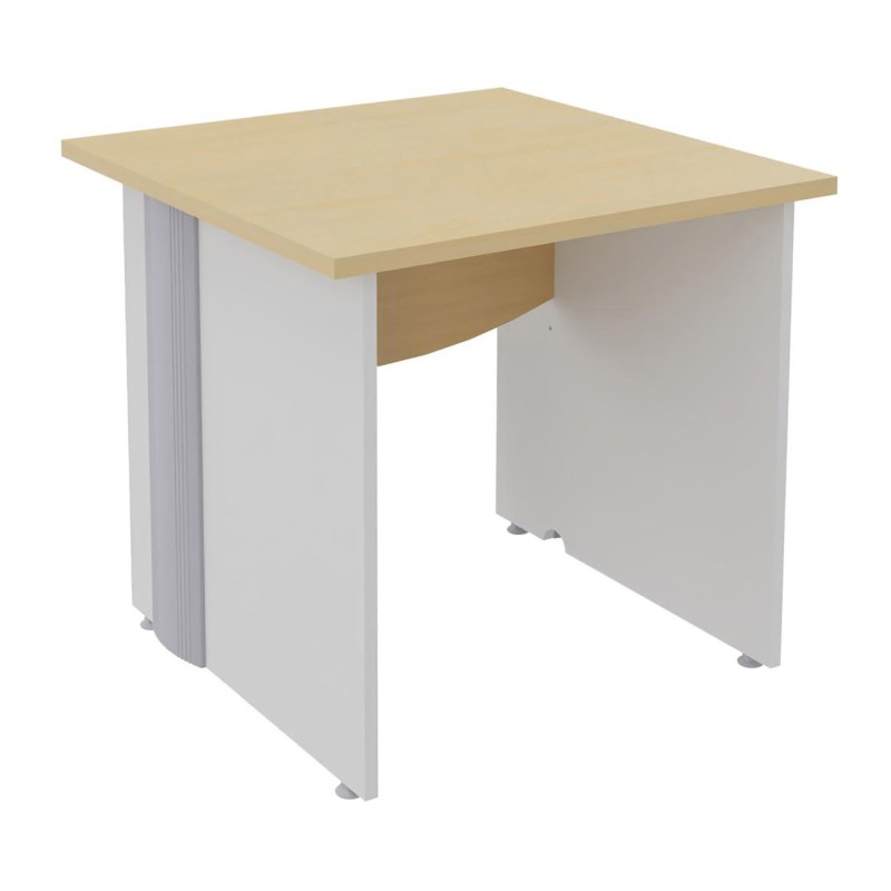 Bureau Droit Activity - L.80 x P.80 cm - Plateau Hêtre - Pieds pleins Blanc