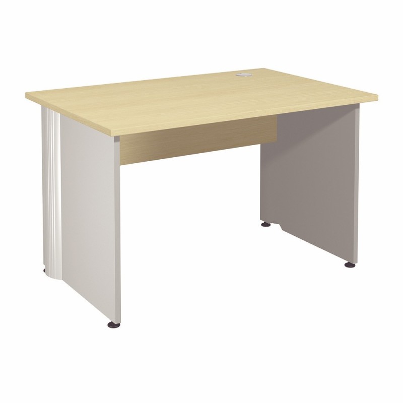 Bureau Droit Activity - L.120 x P.80 cm - Plateau Hêtre - Pieds pleins Blanc