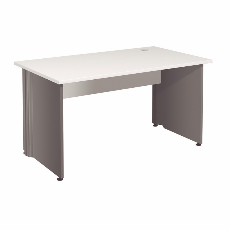 Bureau Droit Activity - L.140 x P.80 cm - Plateau Blanc - Pieds pleins Anthracite